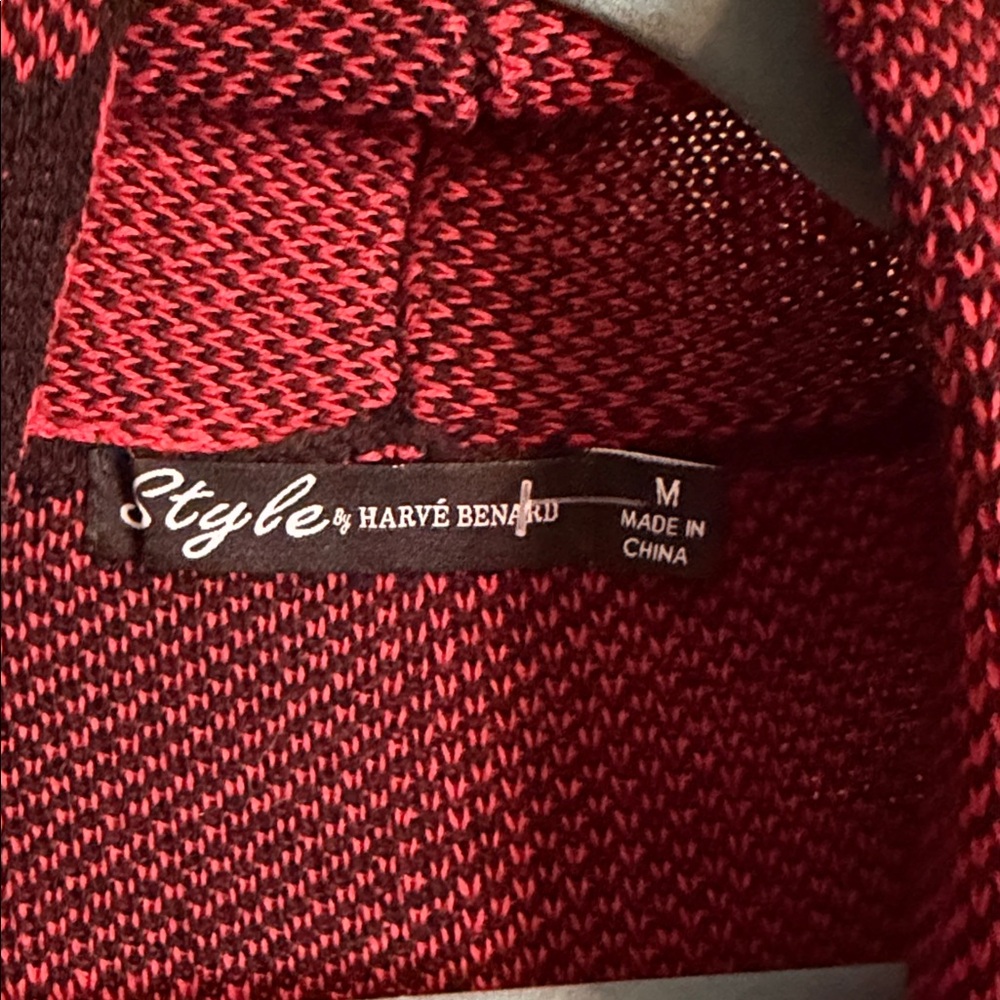 Harve Benard Red and Black Knit Cardigan - Picture 2 of 7